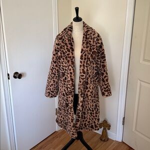 Leopard Print Faux Fur Coat
